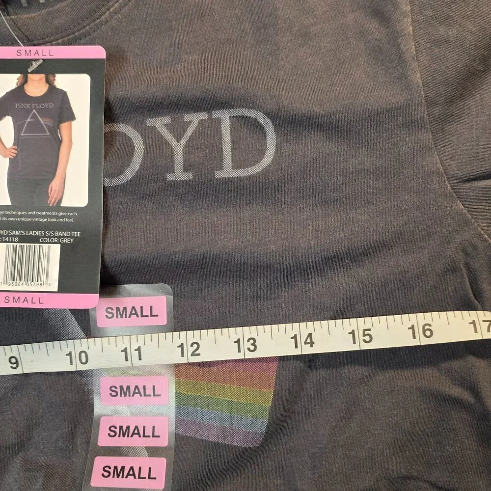 Pink Floyd Dark Side of the Moon Shirt Ladies Grey Vintage Wash Band Tee S/M - Picture 8 of 8